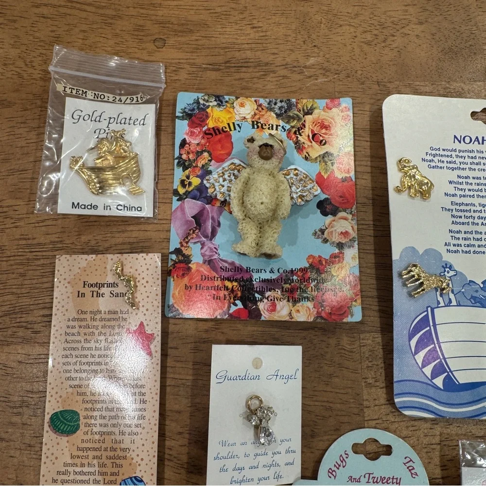 Vintage Lot of Guardian Angel Pins Good Luck Christian Prayer Pinback New